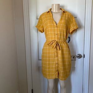 NWT - A&F - Yellow Shirt Dress w/ Pockets - Size M